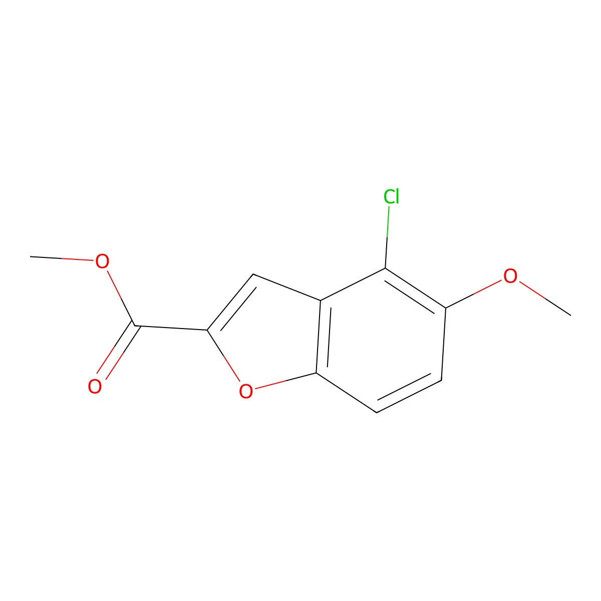 Methyl 4-chloro-5-methoxybenzofuran-2-carboxylate molecular structure, CAS 155587-61-4
