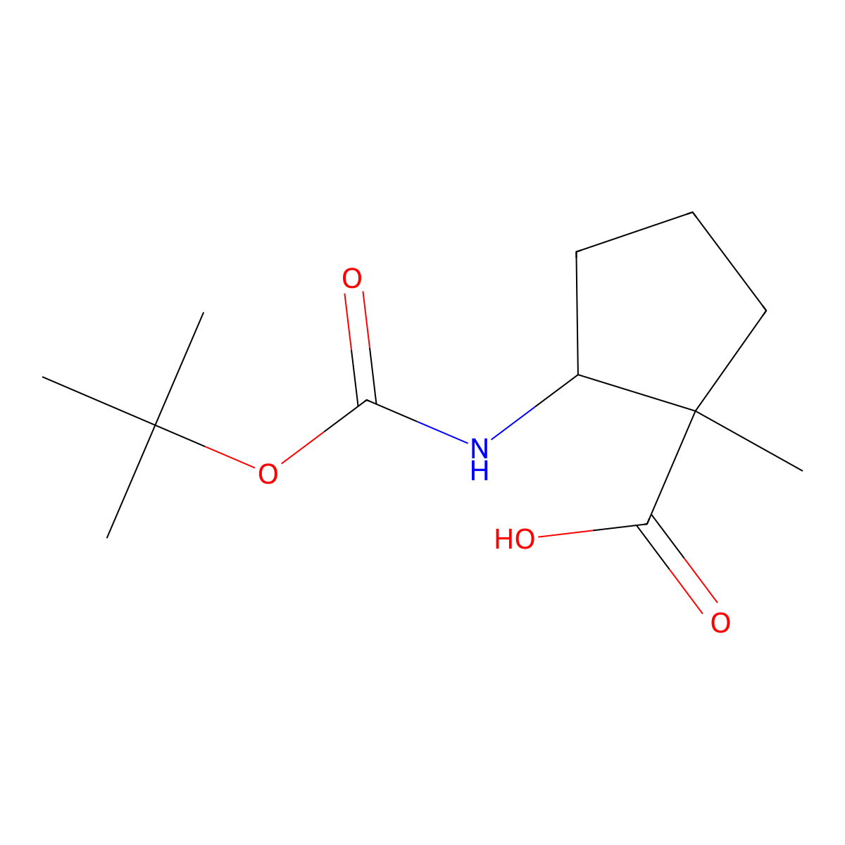 2-{[(Tert-butoxy)carbonyl]amino}-1-methylcyclopentane-1-carboxylic acid molecular structure, CAS 1555873-76-1