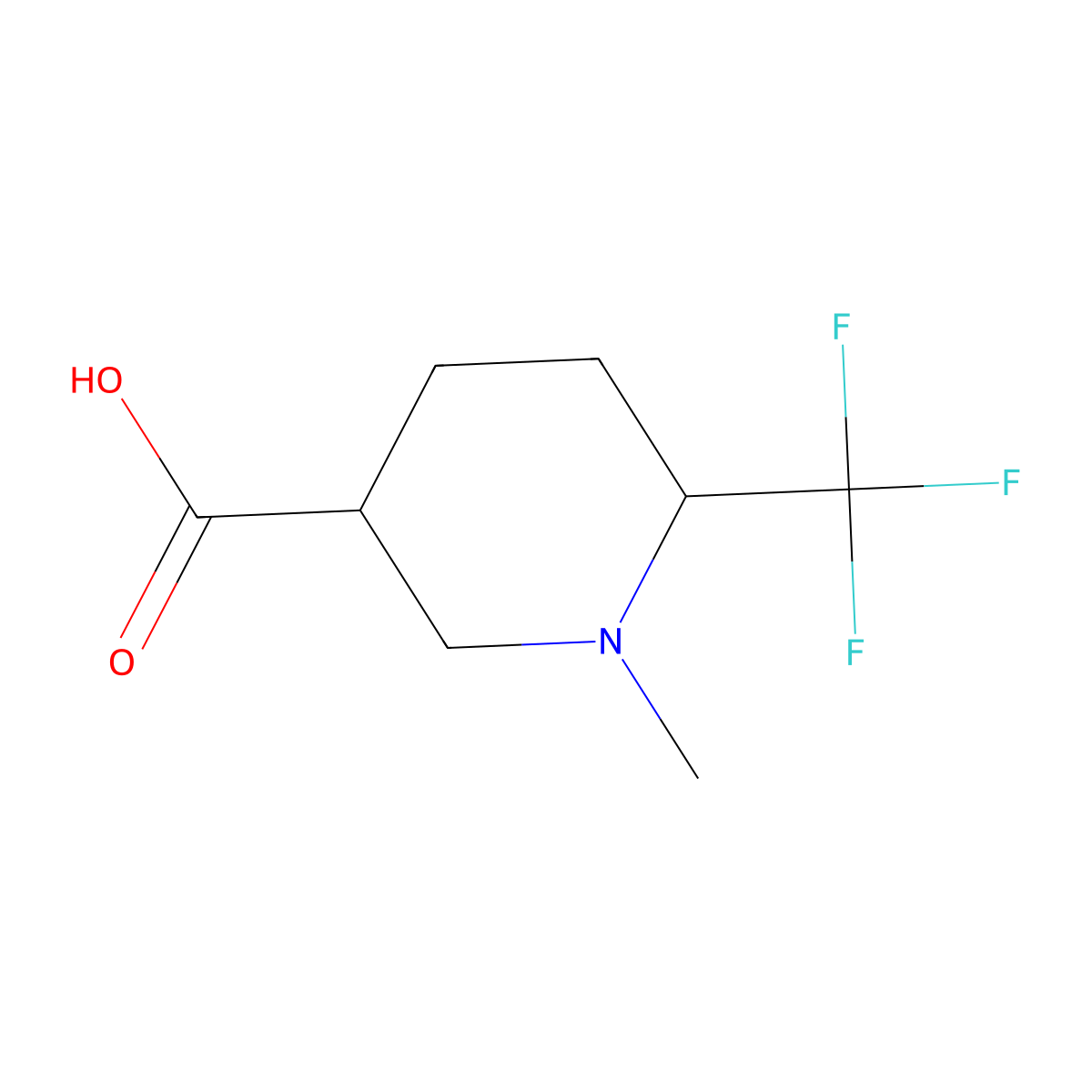 1-Methyl-6-(trifluoromethyl)piperidine-3-carboxylic acid molecular structure, CAS 1555897-87-4