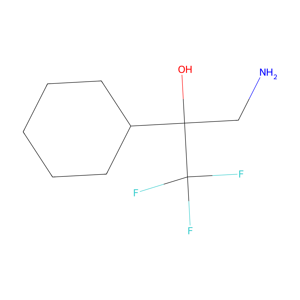 3-Amino-2-cyclohexyl-1,1,1-trifluoropropan-2-ol molecular structure, CAS 1555897-93-2