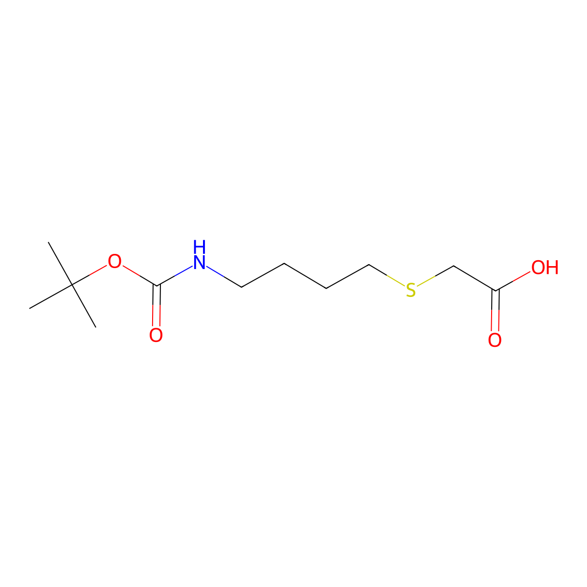 2-[(4-{[(Tert-butoxy)carbonyl]amino}butyl)sulfanyl]acetic acid molecular structure, CAS 1555902-59-4