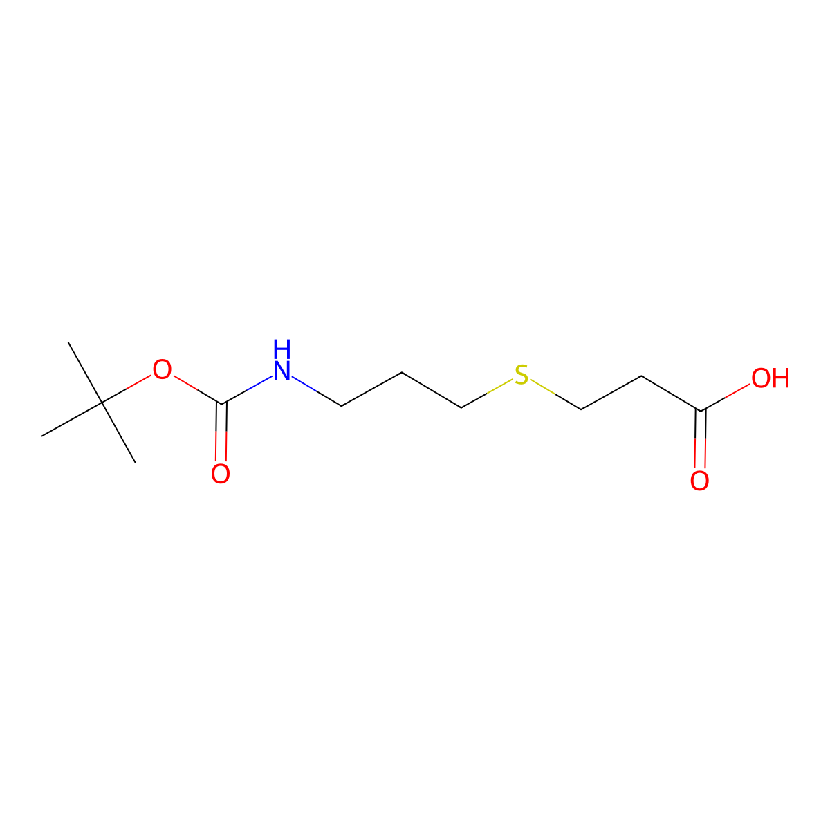 3-[(3-{[(Tert-butoxy)carbonyl]amino}propyl)sulfanyl]propanoic acid molecular structure, CAS 1555902-65-2
