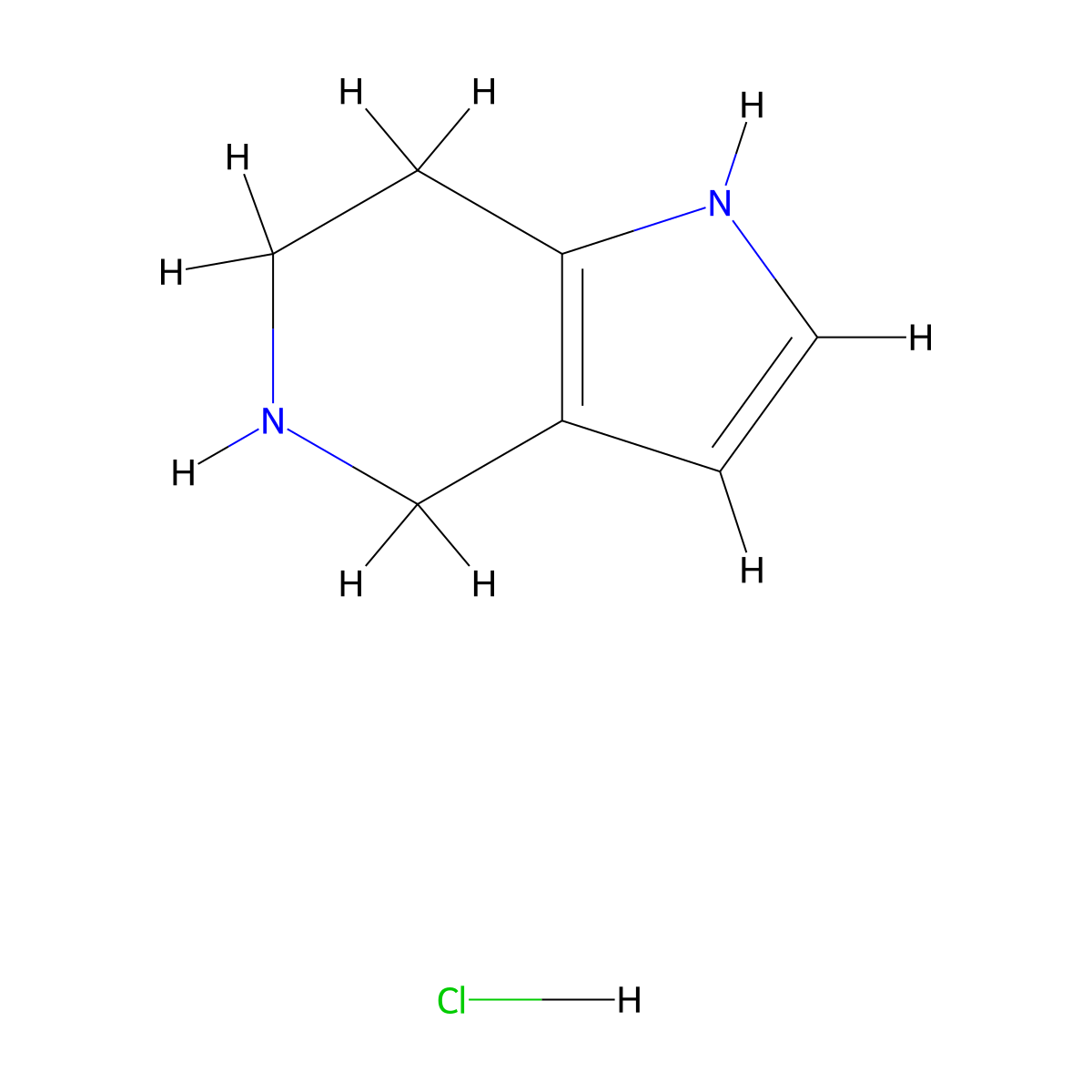 1H,4H,5H,6H,7H-pyrrolo[3,2-c]pyridine hydrochloride molecular structure, CAS 1555967-60-6