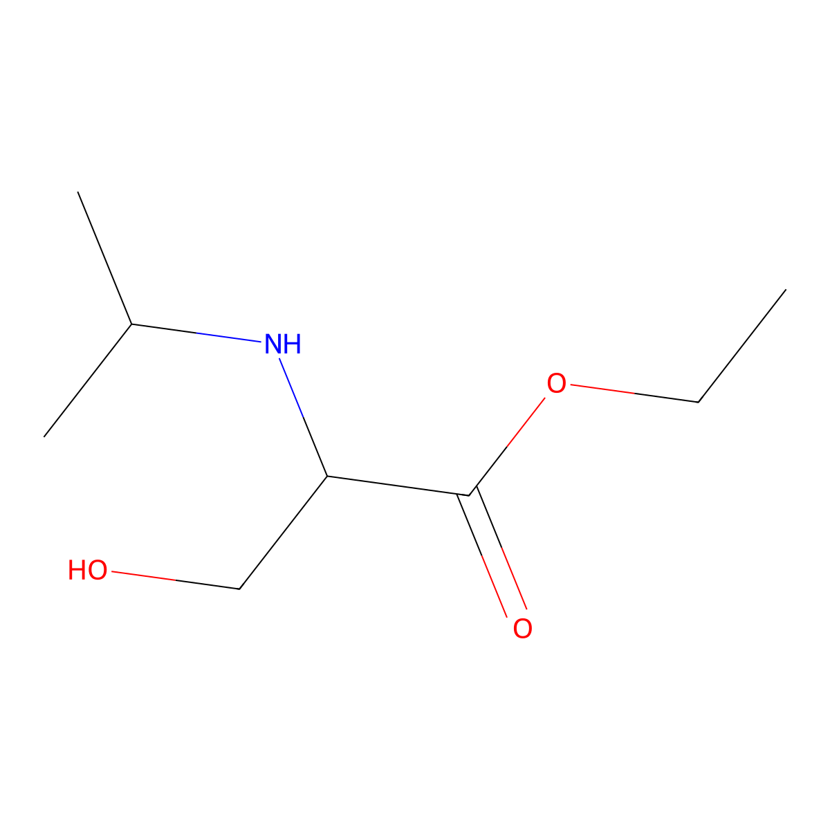 Ethyl 3-hydroxy-2-[(propan-2-yl)amino]propanoate molecular structure, CAS 1555985-73-3