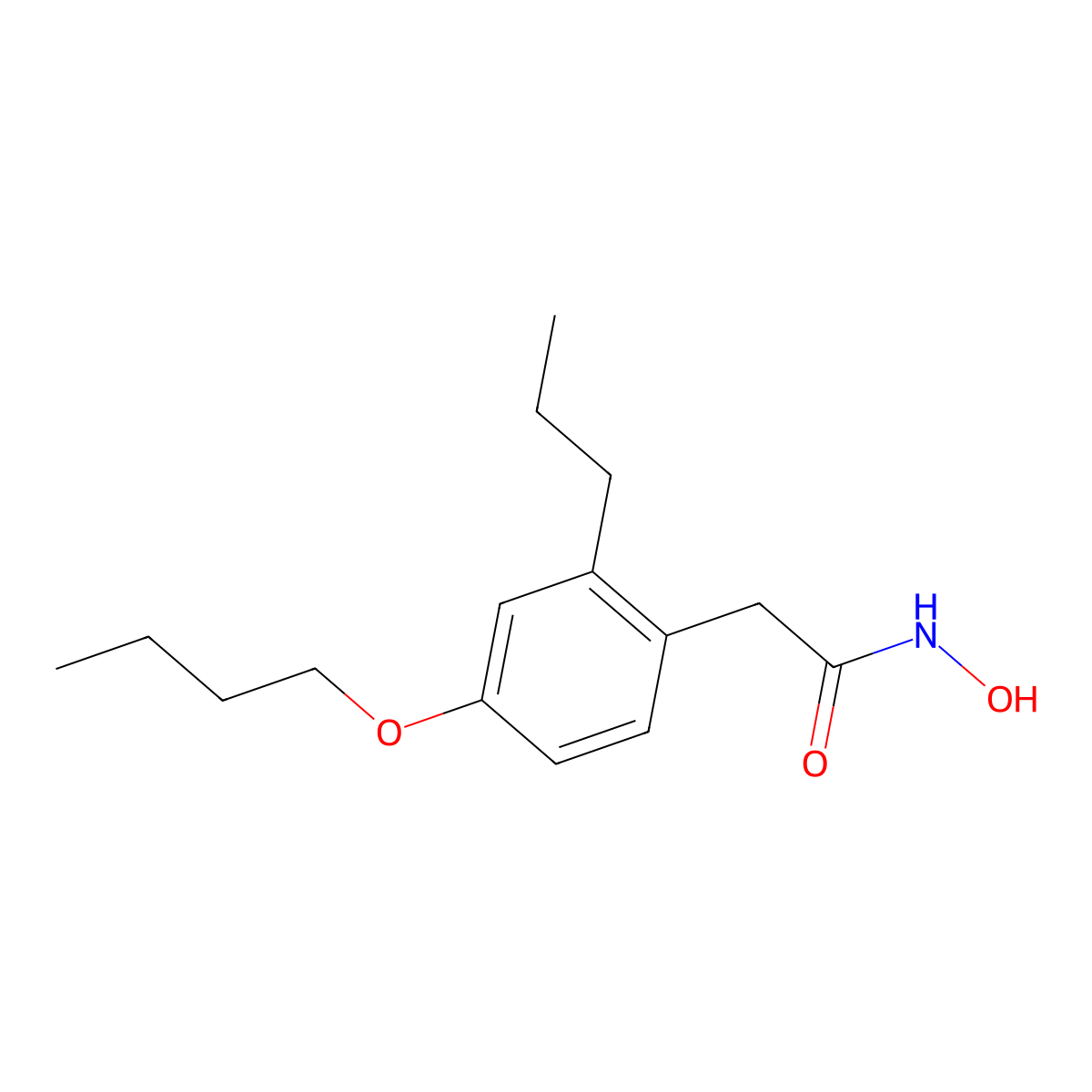 Acetohydroxamic acid, 2-(4-butoxyphenyl)-2-propyl- molecular structure, CAS 15560-25-5