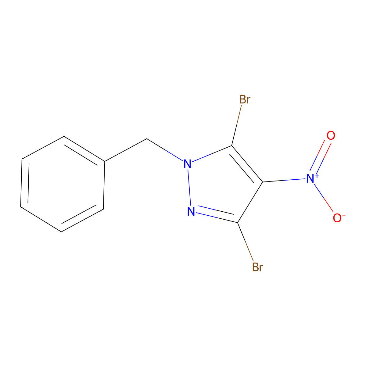 1-benzyl-3,5-dibromo-4-nitro-1H-pyrazole molecular structure, CAS 155601-03-9