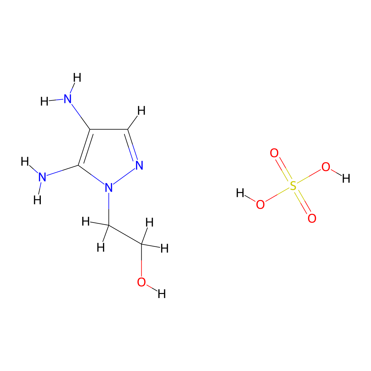 4,5-Diamino-1-(2-hydroxyethyl)pyrazole sulfate molecular structure, CAS 155601-30-2