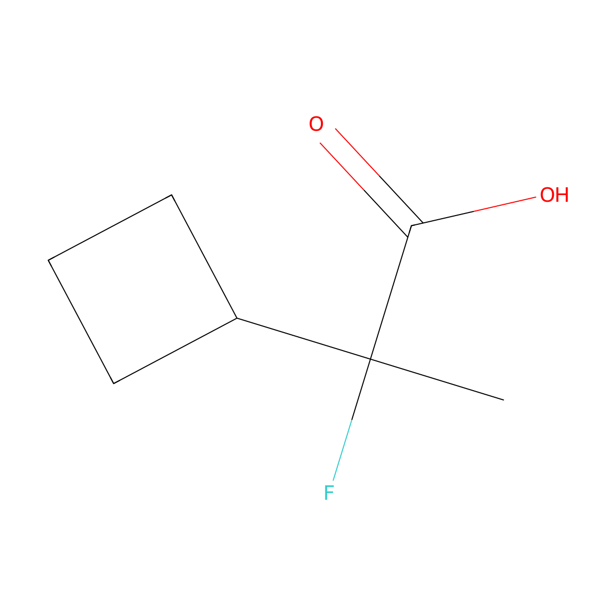 2-Cyclobutyl-2-fluoropropanoic acid molecular structure, CAS 1556027-07-6
