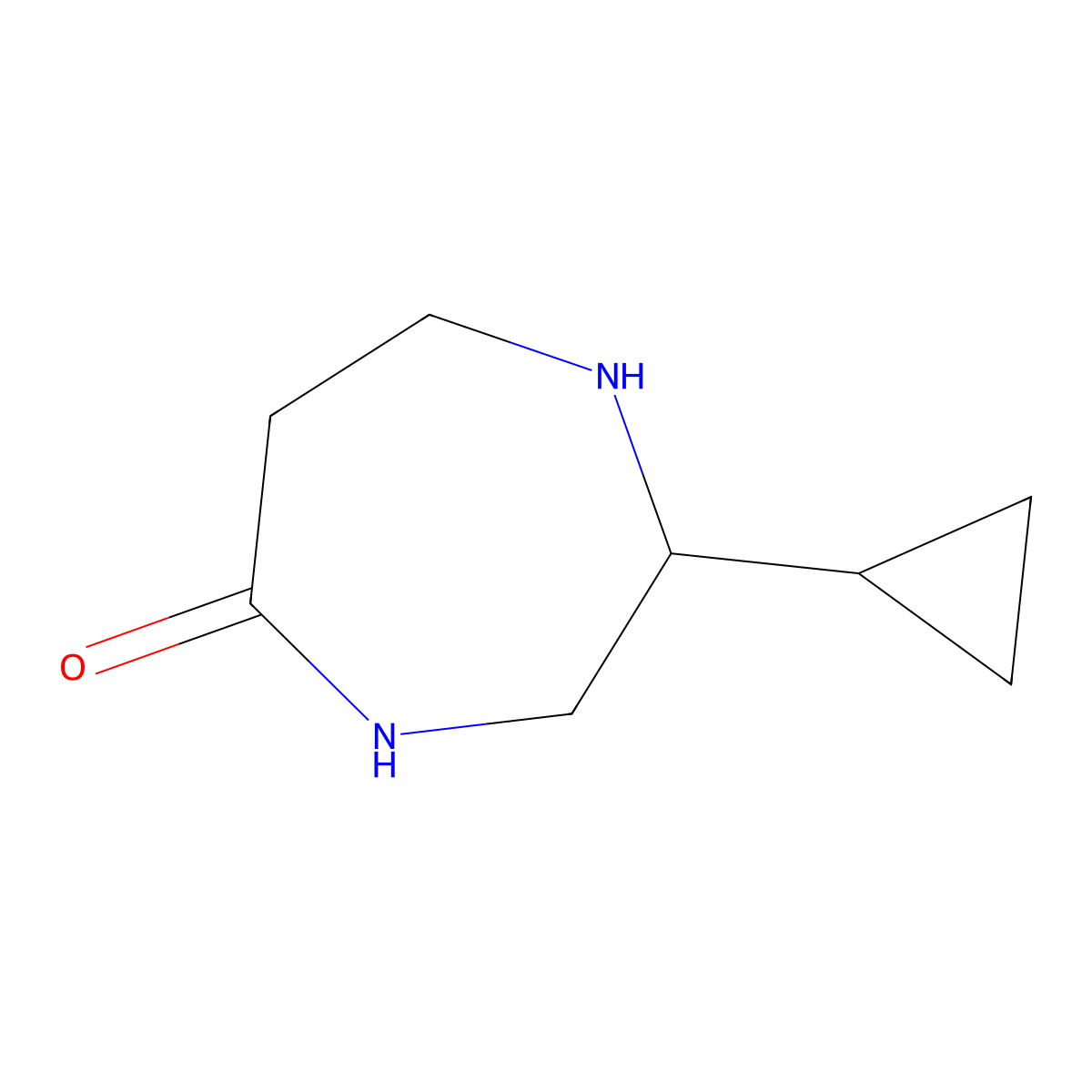 2-Cyclopropyl-1,4-diazepan-5-one molecular structure, CAS 1556027-48-5