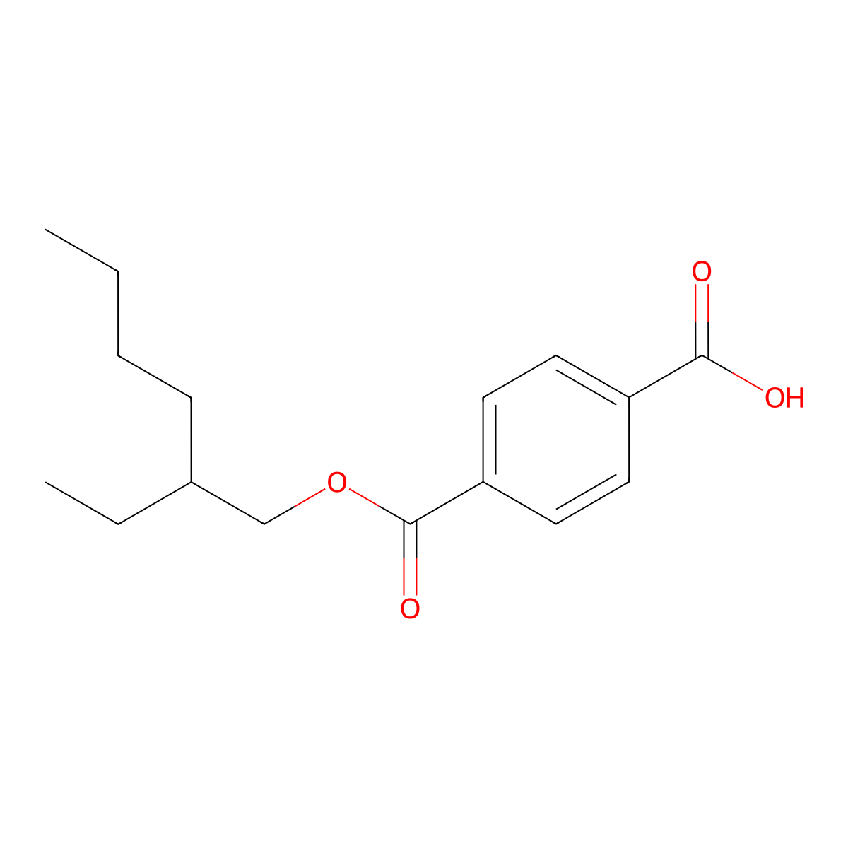 Mono(2-ethylhexyl) terephthalate molecular structure, CAS 155603-50-2