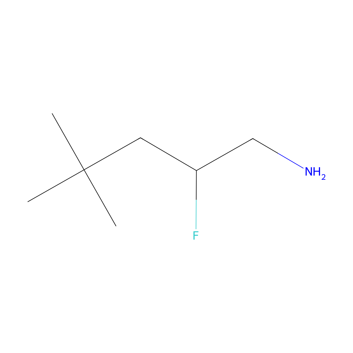 2-Fluoro-4,4-dimethylpentan-1-amine molecular structure, CAS 1556041-93-0