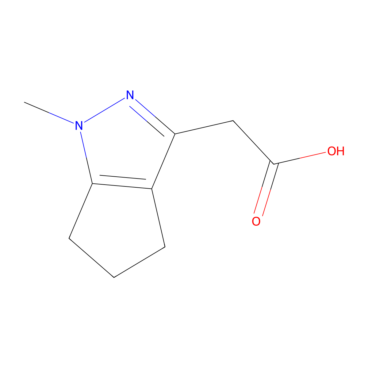 2-{1-methyl-1H,4H,5H,6H-cyclopenta[c]pyrazol-3-yl}acetic acid molecular structure, CAS 1556045-19-2