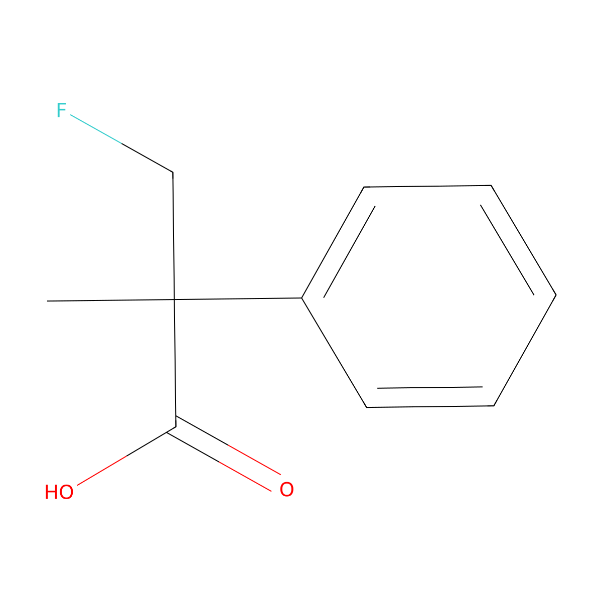 3-Fluoro-2-methyl-2-phenylpropanoic acid molecular structure, CAS 1556046-65-1