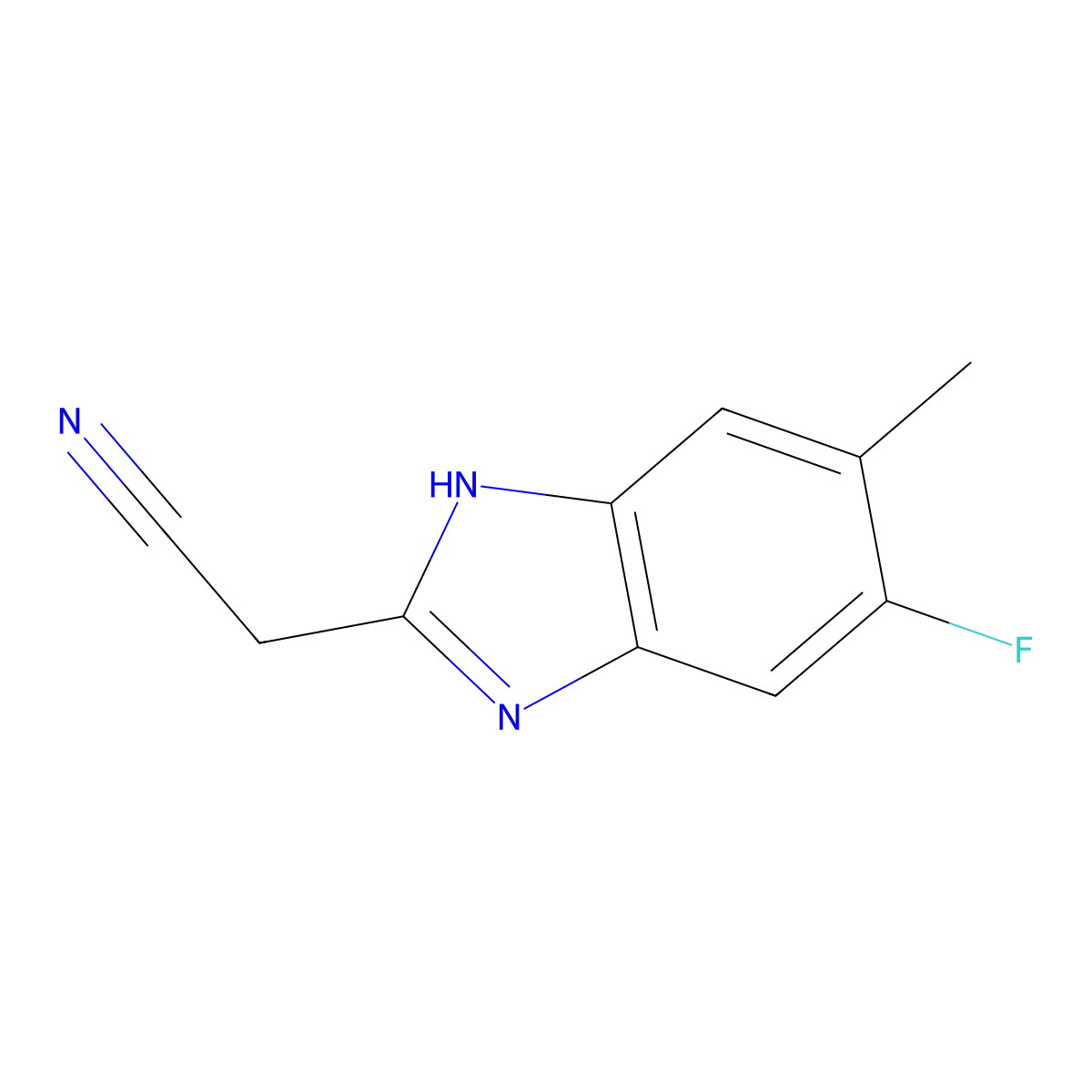 2-(6-fluoro-5-methyl-1H-benzo[d]imidazol-2-yl)acetonitrile molecular structure, CAS 1556048-04-4