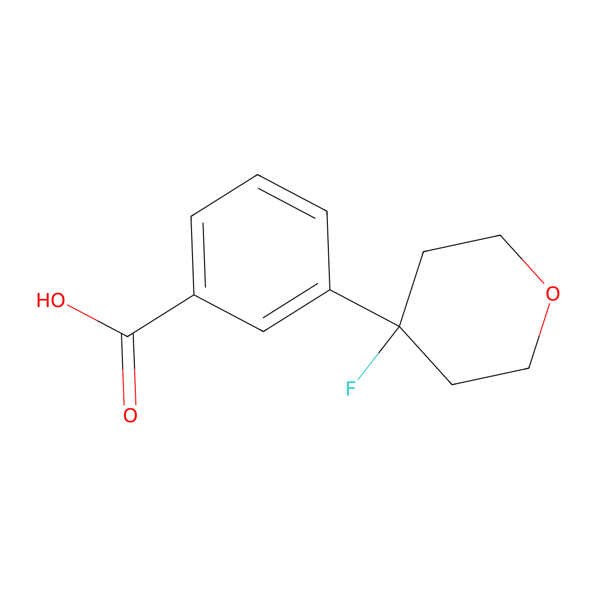 3-(4-fluoro-tetrahydro-2H-pyran-4-yl)benzoic acid molecular structure, CAS 1556049-81-0