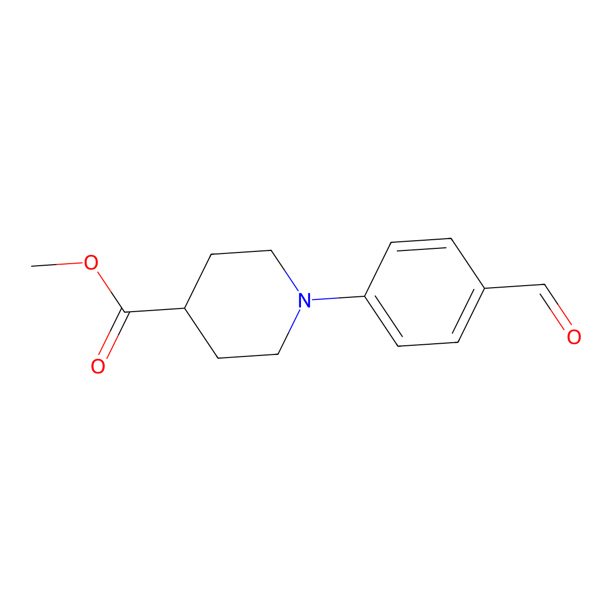 Methyl 1-(4-formylphenyl)piperidine-4-carboxylate molecular structure, CAS 1556051-31-0