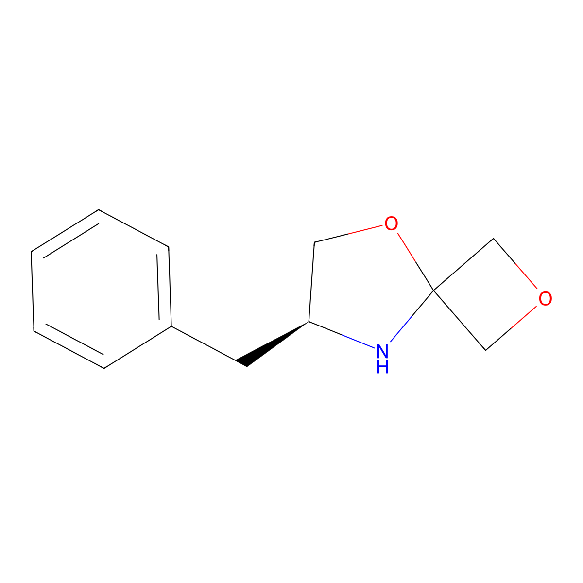 (S)-7-benzyl-2,5-dioxa-8-azaspiro[3.4]octane molecular structure, CAS 1556097-30-3