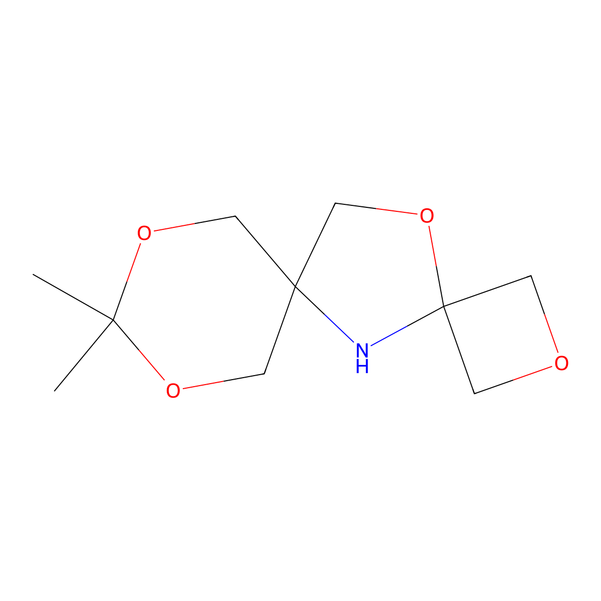 2,4,10,12-Tetraoxa-3,3-dimethyl-7-azadispiro[5.1.3.2]tridecane molecular structure, CAS 1556097-37-0