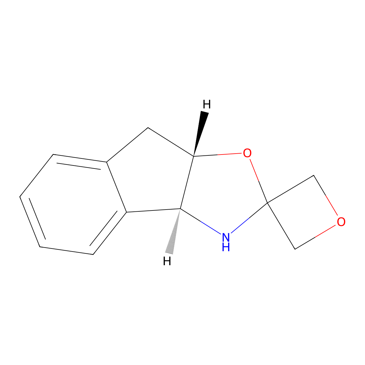 (3aS,8aS)-3,3a,8,8a-tetrahydrospiro[indeno[1,2-d]oxazole-2,3'-oxetane] molecular structure, CAS 1556097-45-0
