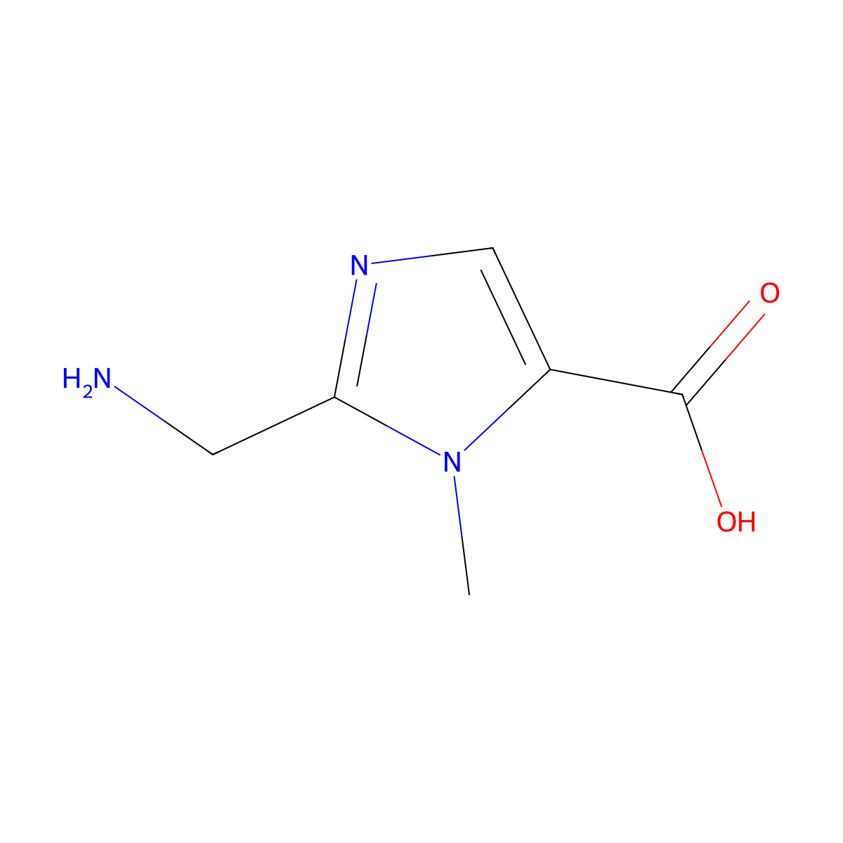 2-(aminomethyl)-1-methyl-1H-imidazole-5-carboxylic acid molecular structure, CAS 1556128-33-6