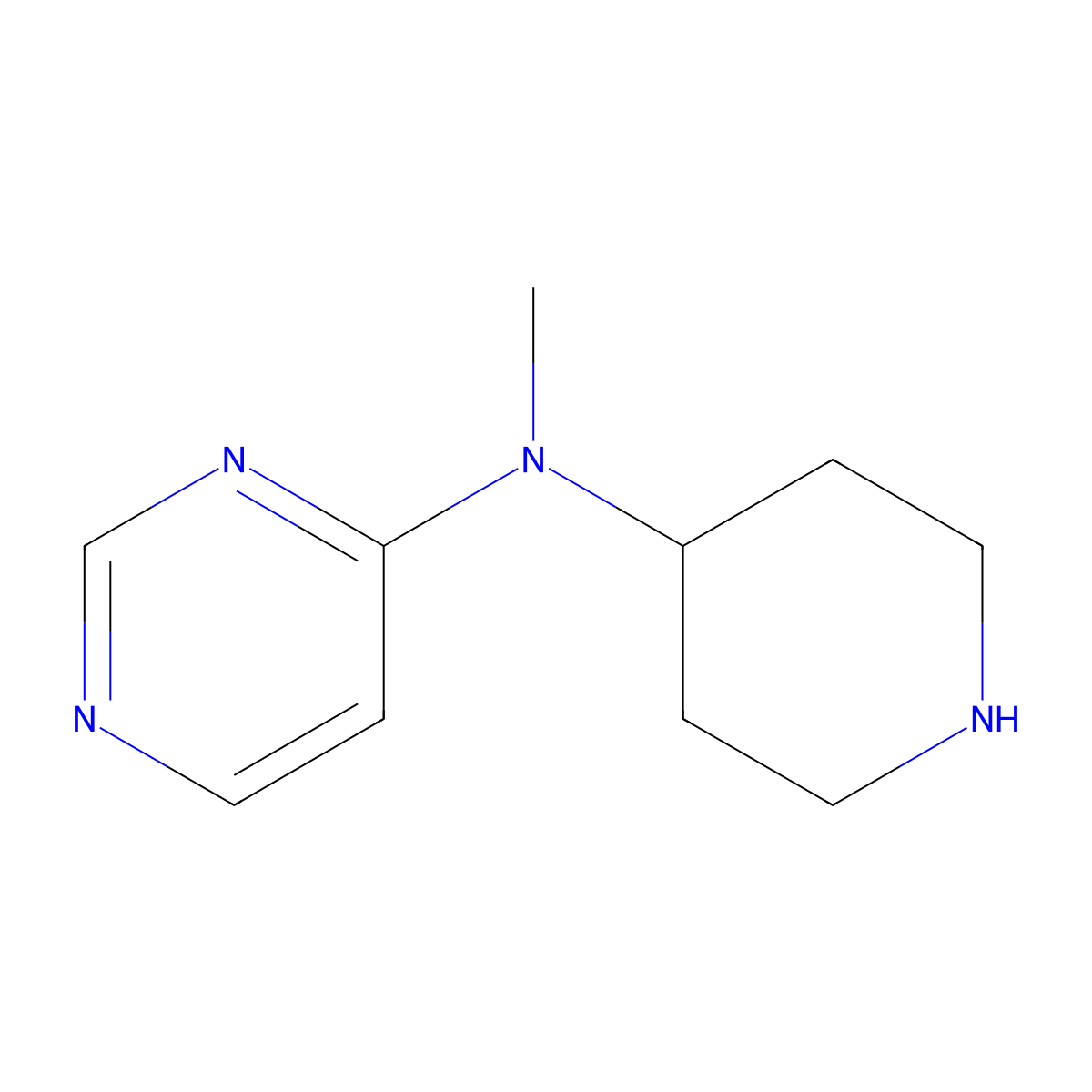 N-methyl-N-(piperidin-4-yl)pyrimidin-4-amine molecular structure, CAS 1556130-56-3