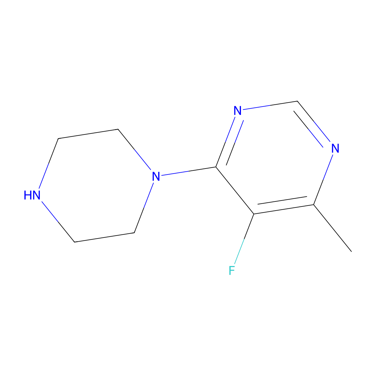 5-Fluoro-4-methyl-6-(piperazin-1-yl)pyrimidine molecular structure, CAS 1556131-81-7