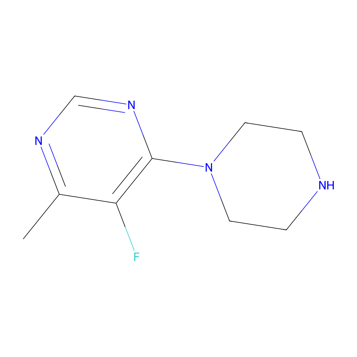 5-Fluoro-4-methyl-6-(piperazin-1-yl)pyrimidine molecular structure, CAS 1556131-81-7