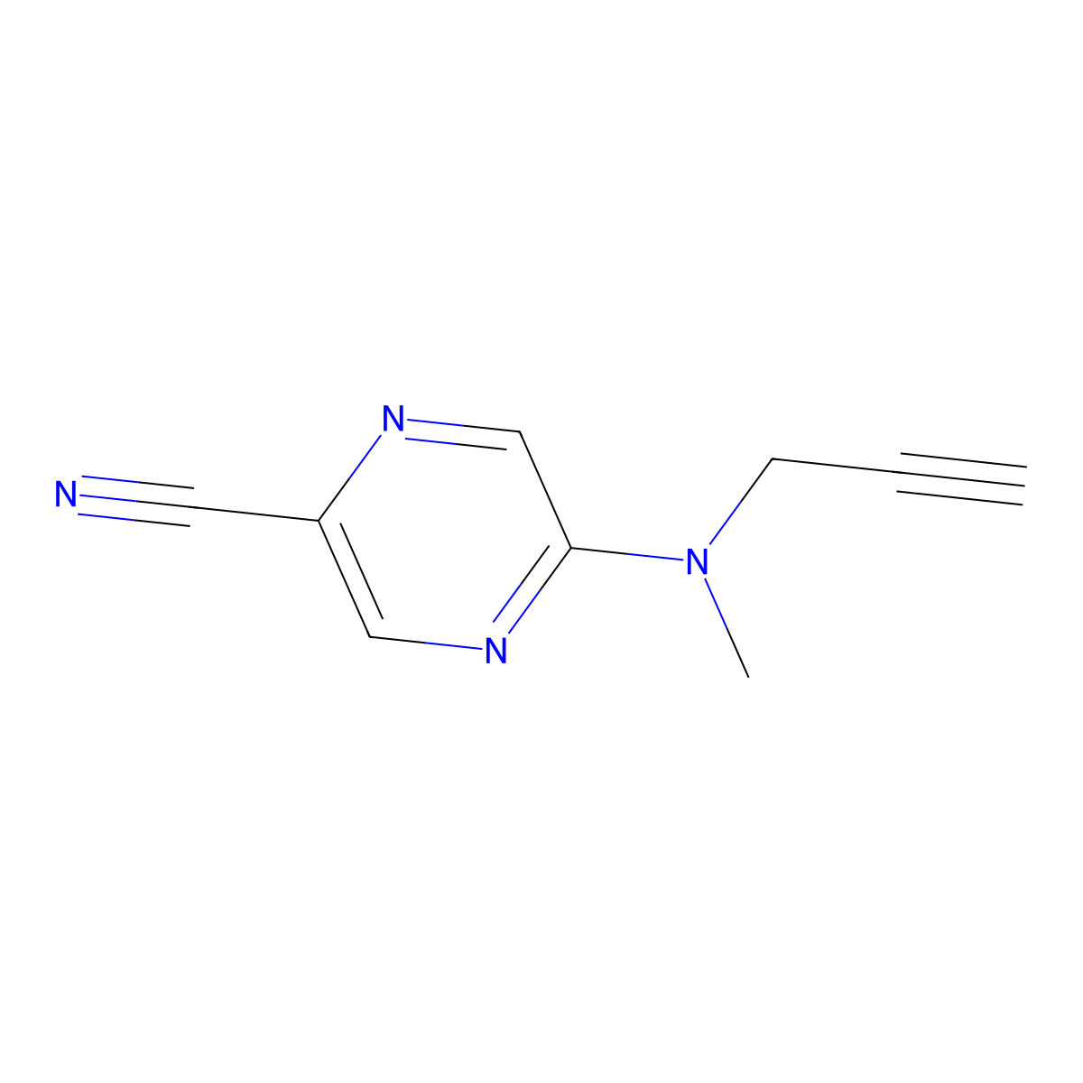 5-(Methyl(prop-2-yn-1-yl)amino)pyrazine-2-carbonitrile molecular structure, CAS 1556142-23-4