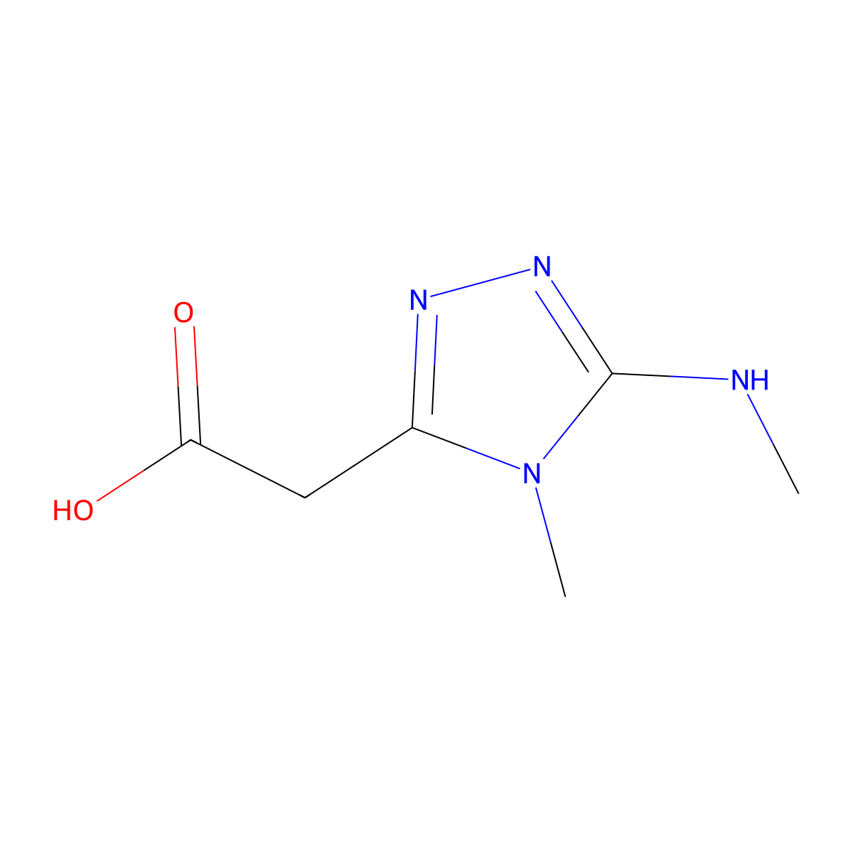 2-[4-methyl-5-(methylamino)-4H-1,2,4-triazol-3-yl]acetic acid molecular structure, CAS 1556165-41-3