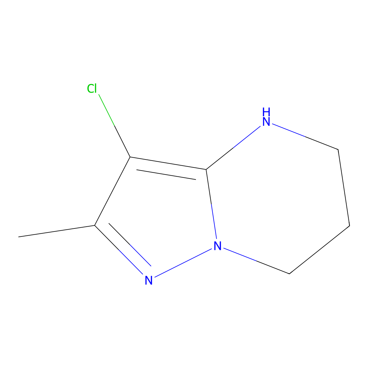 3-chloro-2-methyl-4H,5H,6H,7H-pyrazolo[1,5-a]pyrimidine molecular structure, CAS 1556166-13-2