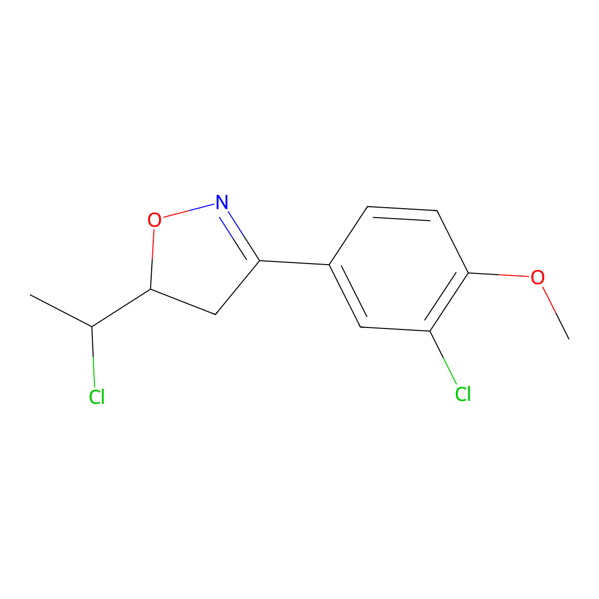 3-(3-Chloro-4-methoxyphenyl)-5-(1-chloroethyl)-4,5-dihydro-1,2-oxazole molecular structure, CAS 1556186-49-2
