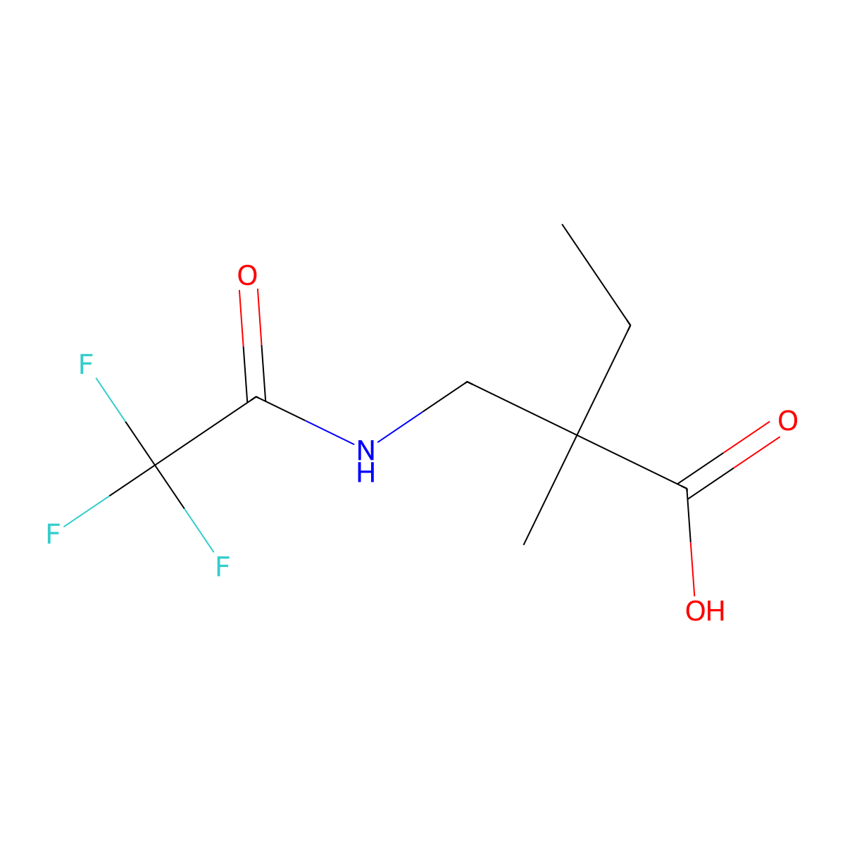 2-Methyl-2-[(trifluoroacetamido)methyl]butanoic acid molecular structure, CAS 1556189-52-6