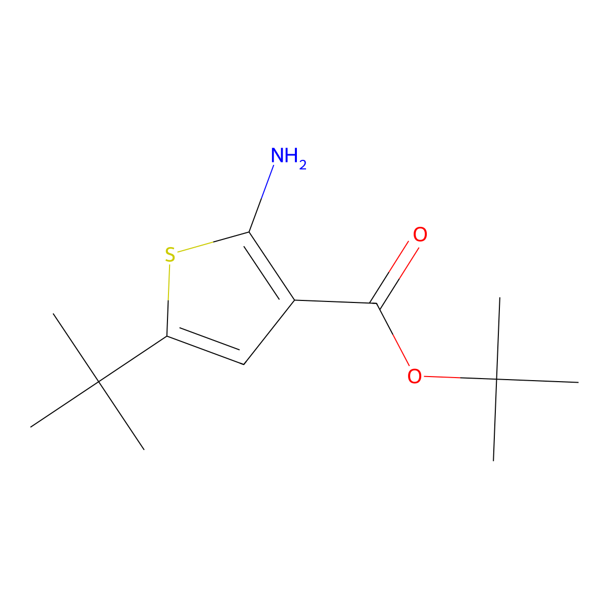 Tert-butyl 2-amino-5-tert-butylthiophene-3-carboxylate molecular structure, CAS 1556208-59-3