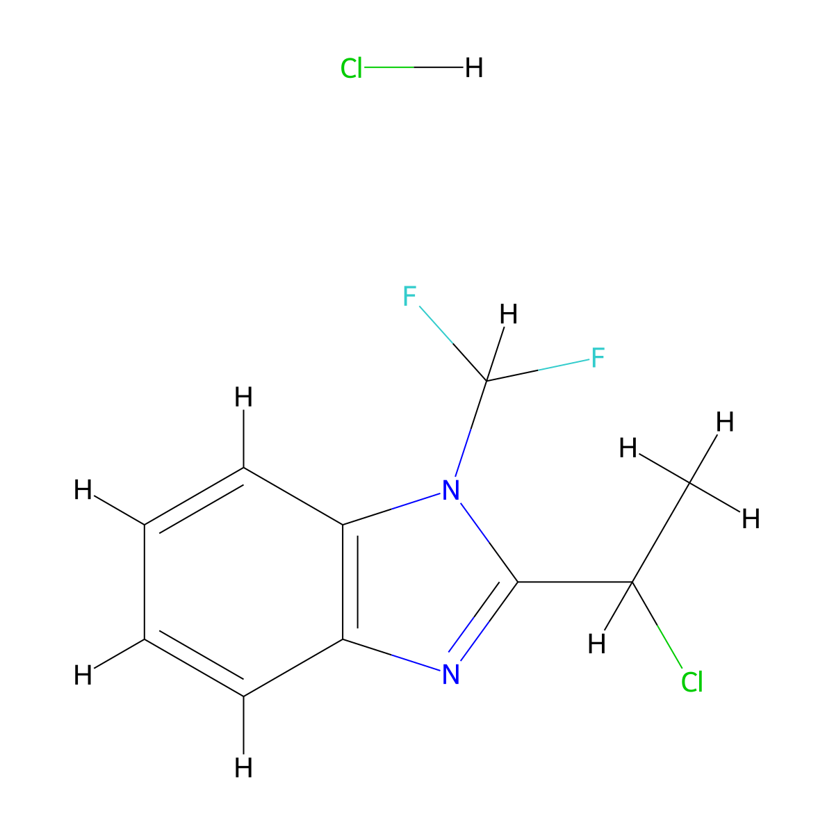 2-(1-Chloroethyl)-1-(difluoromethyl)-1H-benzo[d]imidazole hydrochloride molecular structure, CAS 1556225-24-1