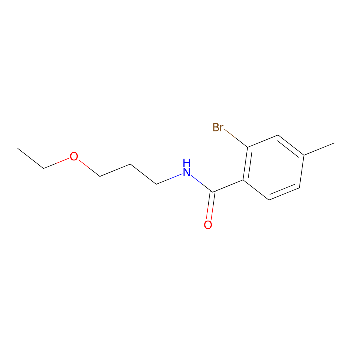 2-Bromo-N-(3-ethoxypropyl)-4-methylbenzamide molecular structure, CAS 1556252-02-8