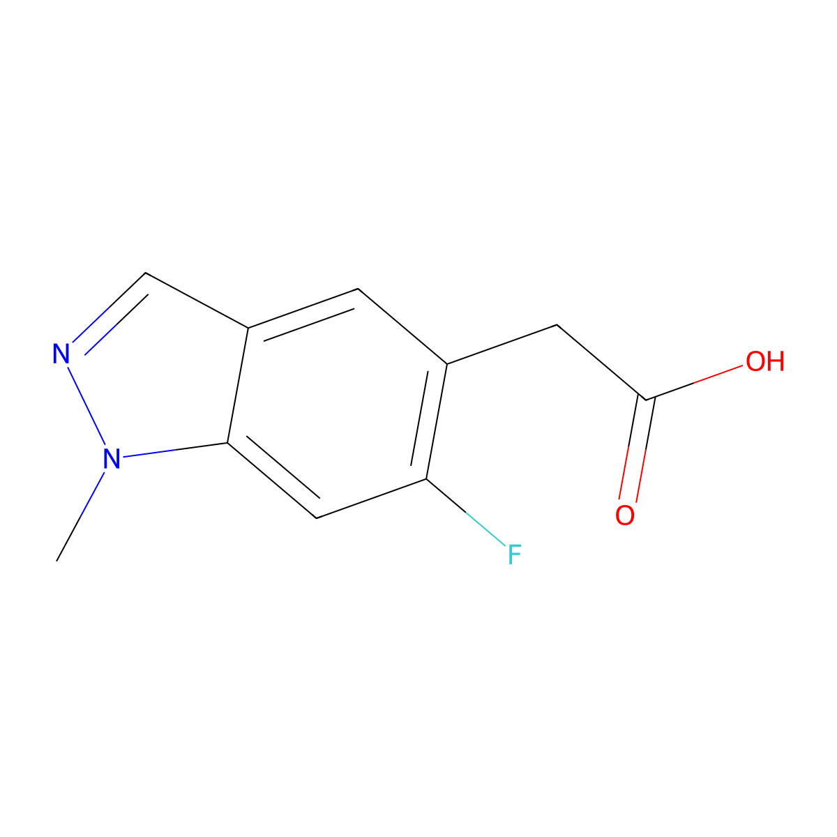 2-(6-fluoro-1-methyl-1H-indazol-5-yl)acetic acid molecular structure, CAS 1556258-98-0