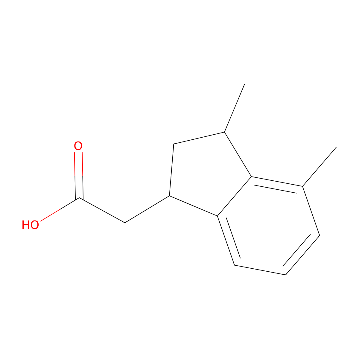 2-(3,4-dimethyl-2,3-dihydro-1H-inden-1-yl)acetic acid molecular structure, CAS 1556266-20-6