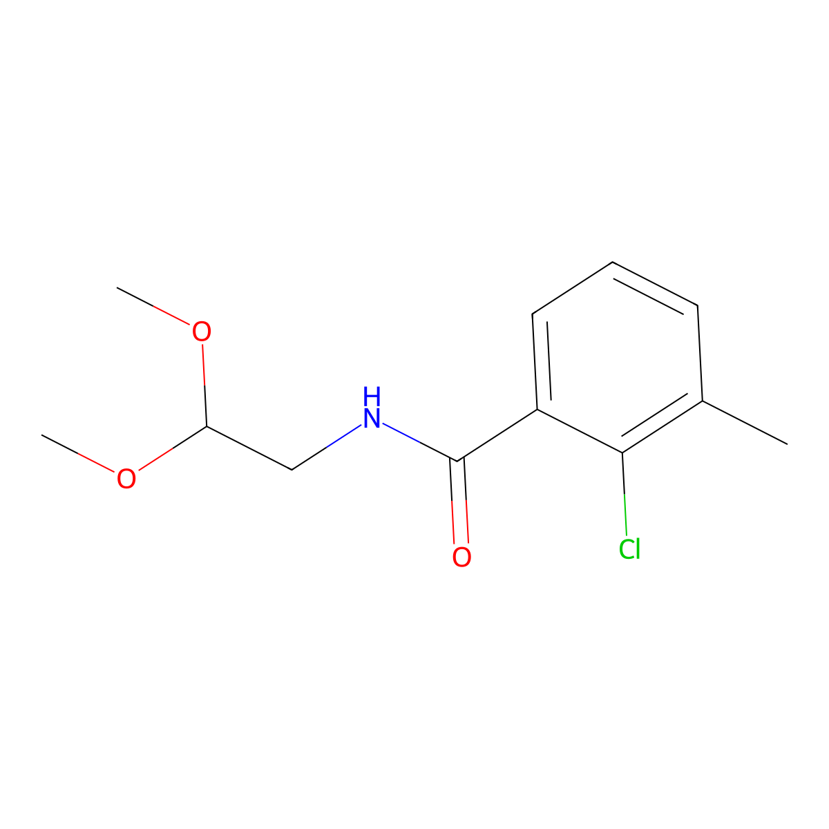 2-Chloro-N-(2,2-dimethoxyethyl)-3-methylbenzamide molecular structure, CAS 1556276-82-4