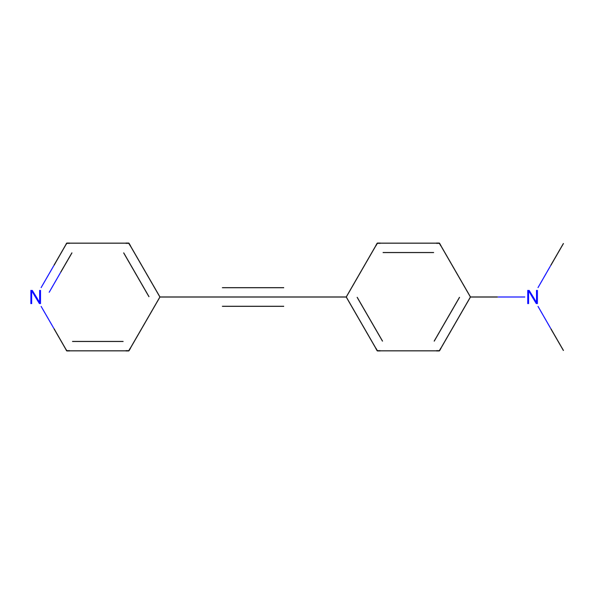 N,N-dimethyl-4-[2-(pyridin-4-yl)ethynyl]aniline molecular structure, CAS 155629-23-5