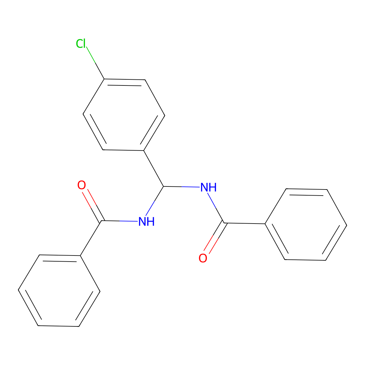 N,N'-(4-Chlorobenzylidene)dibenzamide molecular structure, CAS 15563-56-1