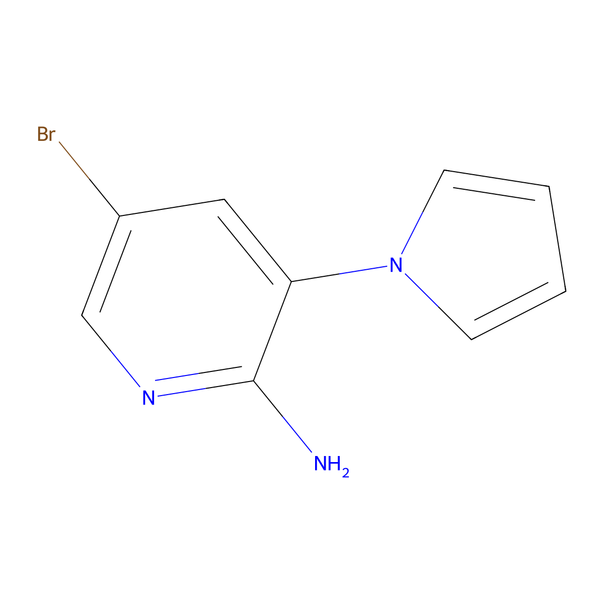 5-bromo-3-(1H-pyrrol-1-yl)pyridin-2-amine molecular structure, CAS 155630-03-8
