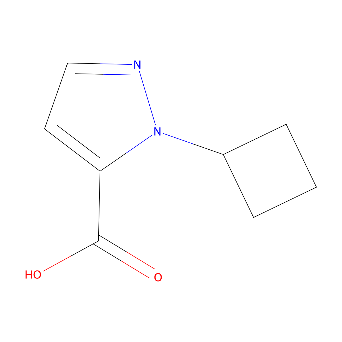 1-cyclobutyl-1H-pyrazole-5-carboxylic acid molecular structure, CAS 1556315-61-7