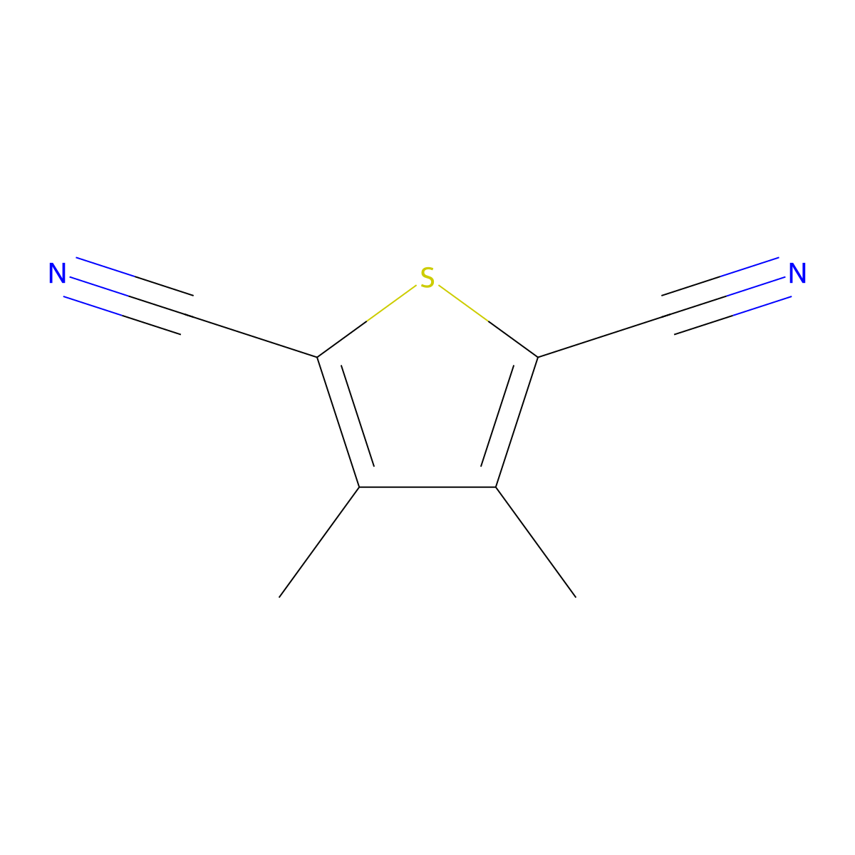 3,4-Dimethylthiophene-2,5-dicarbonitrile molecular structure, CAS 155632-41-0