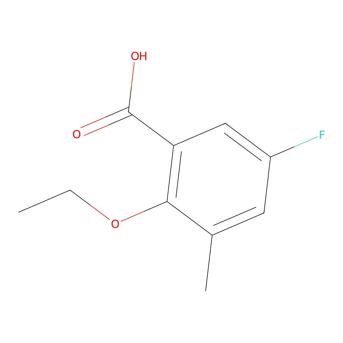 2-Ethoxy-5-fluoro-3-methylbenzoic acid molecular structure, CAS 1556338-89-6