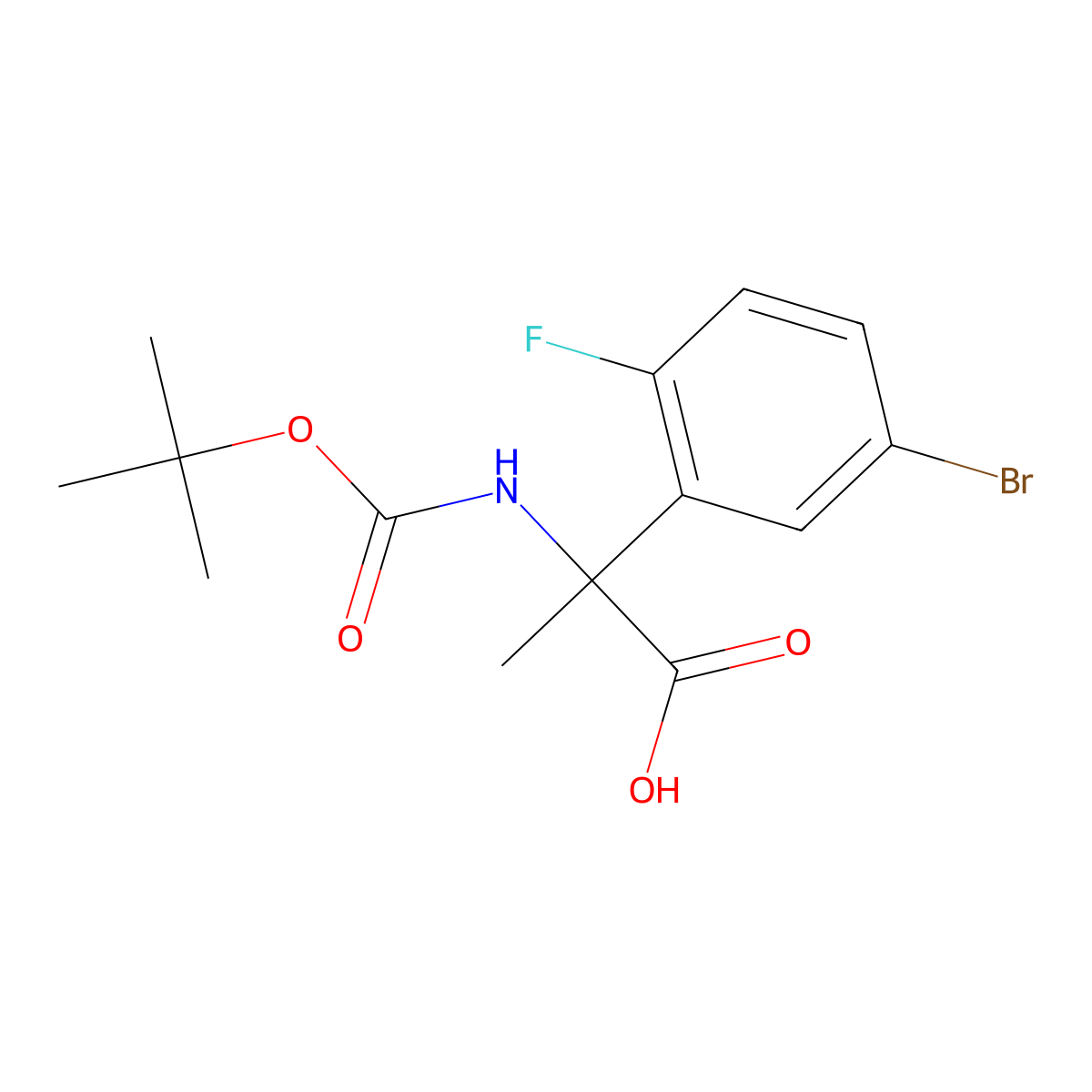 2-(5-Bromo-2-fluorophenyl)-2-{[(tert-butoxy)carbonyl]amino}propanoic acid molecular structure, CAS 1556353-81-1