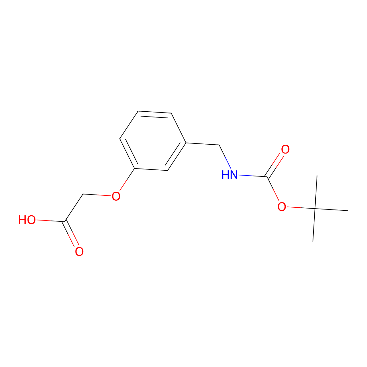 2-(3-((((Tert-butoxy)carbonyl)amino)methyl)phenoxy)acetic acid molecular structure, CAS 155636-75-2