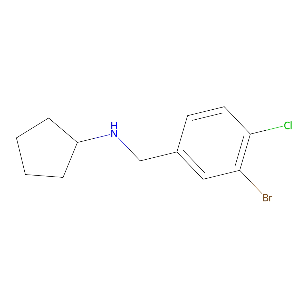 N-[(3-Bromo-4-chlorophenyl)methyl]cyclopentanamine molecular structure, CAS 1556371-01-7