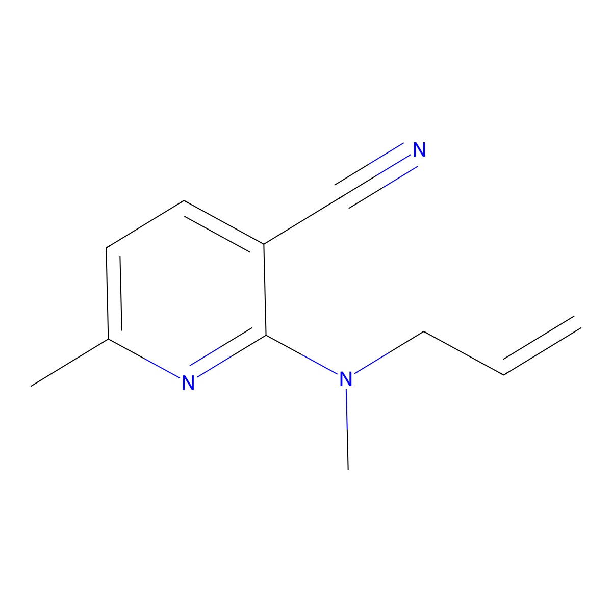 6-Methyl-2-[methyl(prop-2-en-1-yl)amino]pyridine-3-carbonitrile molecular structure, CAS 1556389-98-0