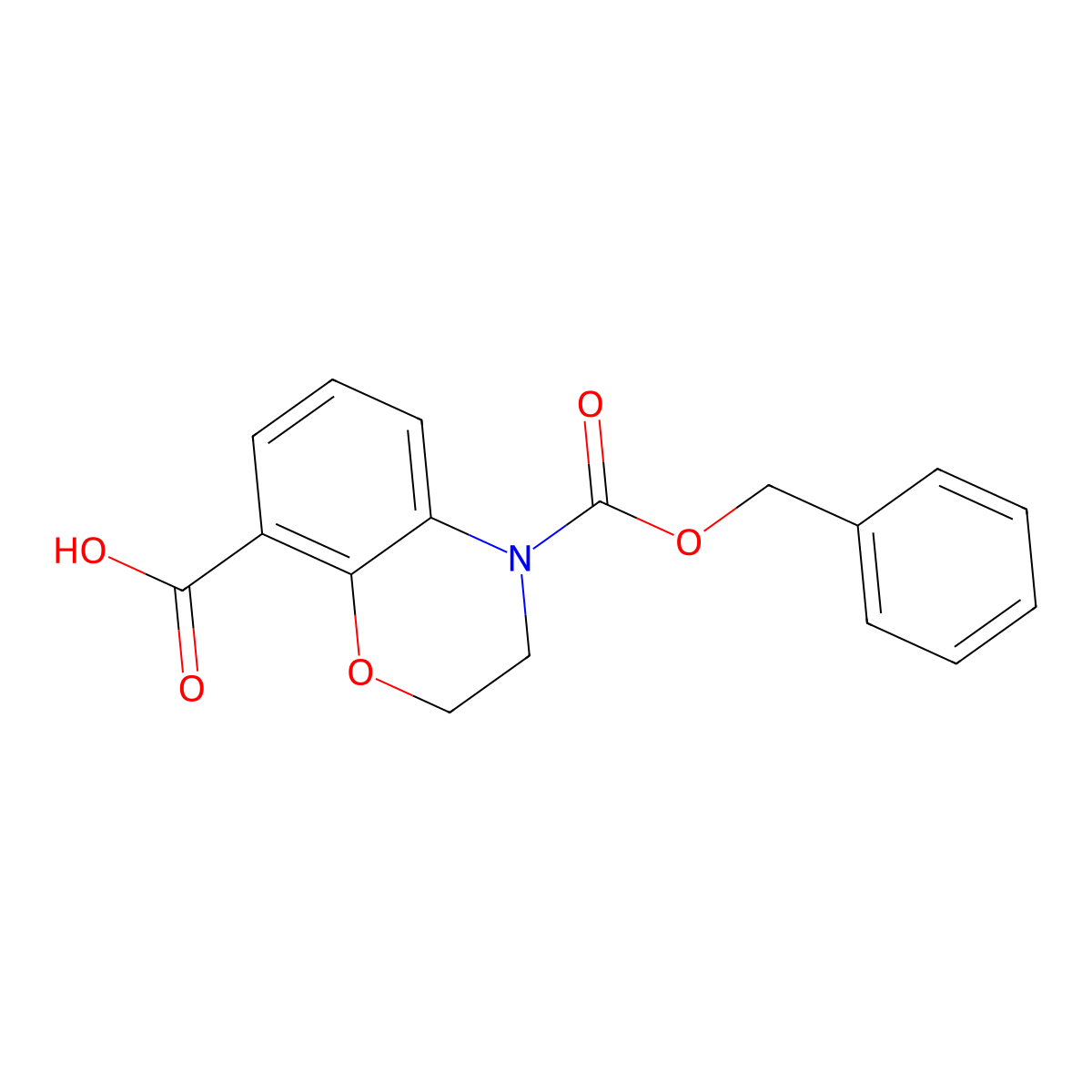 4-[(benzyloxy)carbonyl]-3,4-dihydro-2H-1,4-benzoxazine-8-carboxylic acid molecular structure, CAS 1556394-16-1