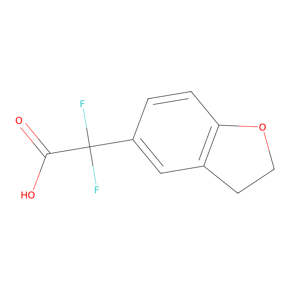 2-(2,3-Dihydro-1-benzofuran-5-yl)-2,2-difluoroacetic acid molecular structure, CAS 1556405-38-9
